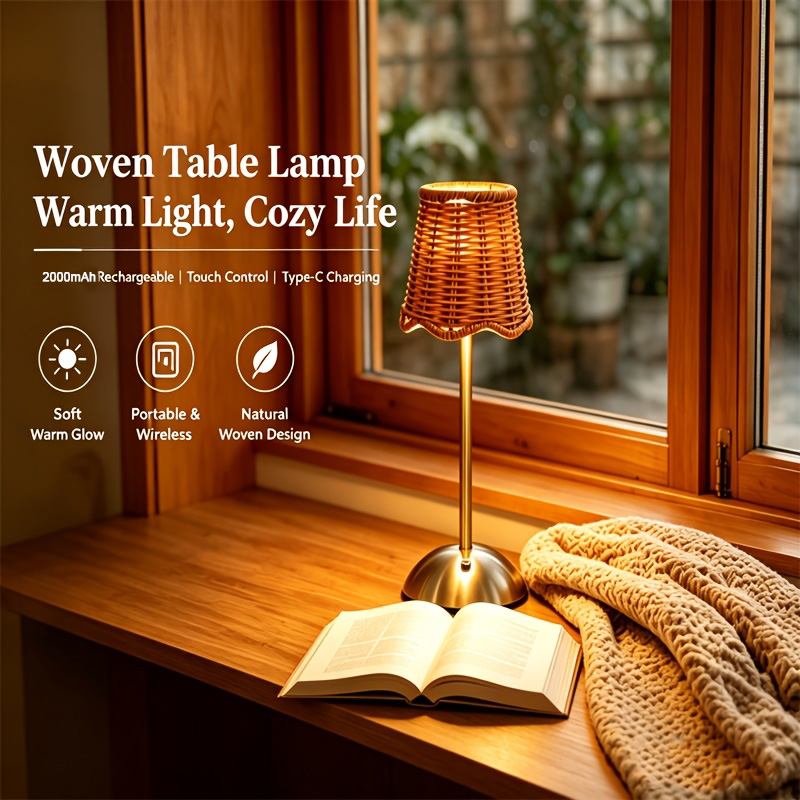Lighting Decoration For Home - Bohemian Woven Rattan Art Table Lamp
