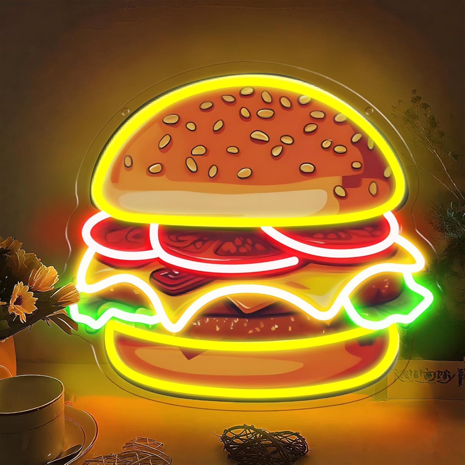 Lighting Decoration Ideas - Burger Neon Sign LED Hamburger Wall