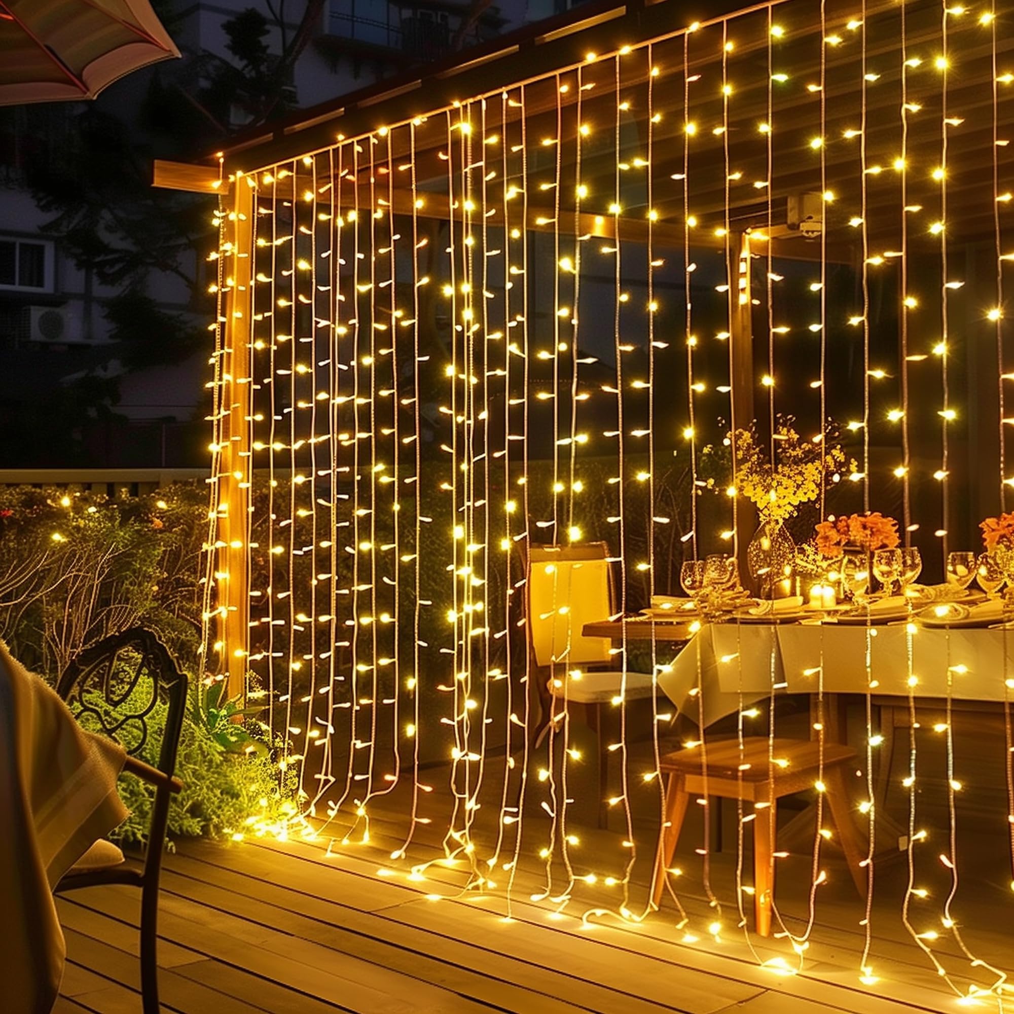Outdoor Lighting Wedding Decor - Dazzle Bright 300 LED Curtain Lights,