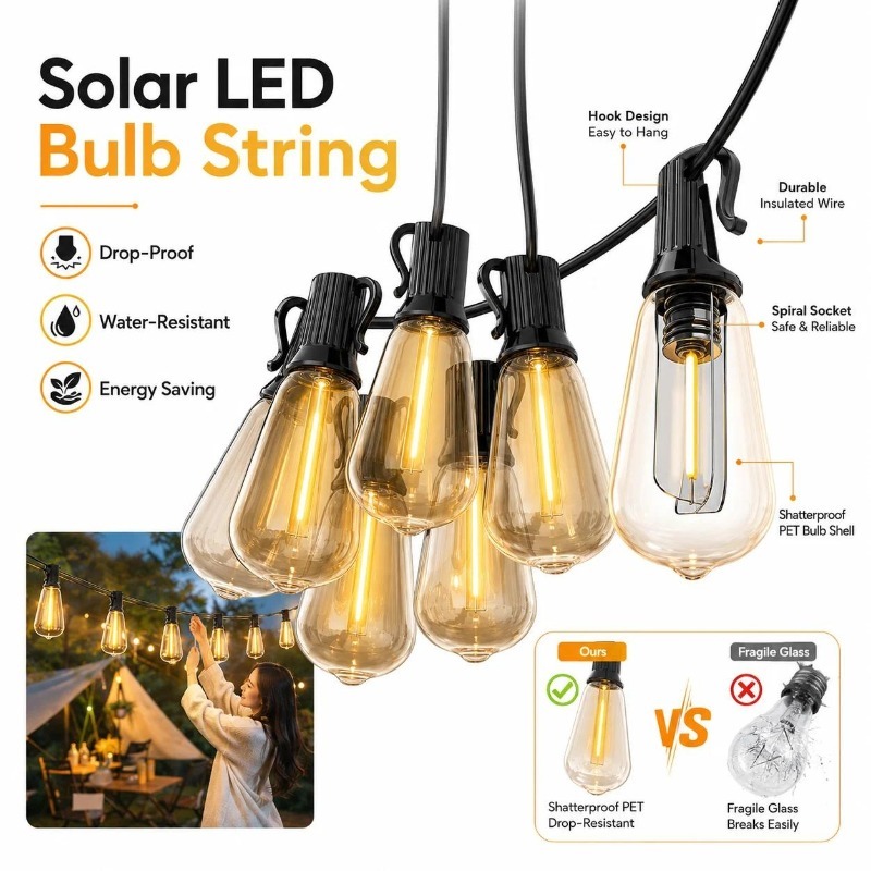 Outdoor Lighting Wedding Decor - Outdoor Solar LED Papaya Fairy String