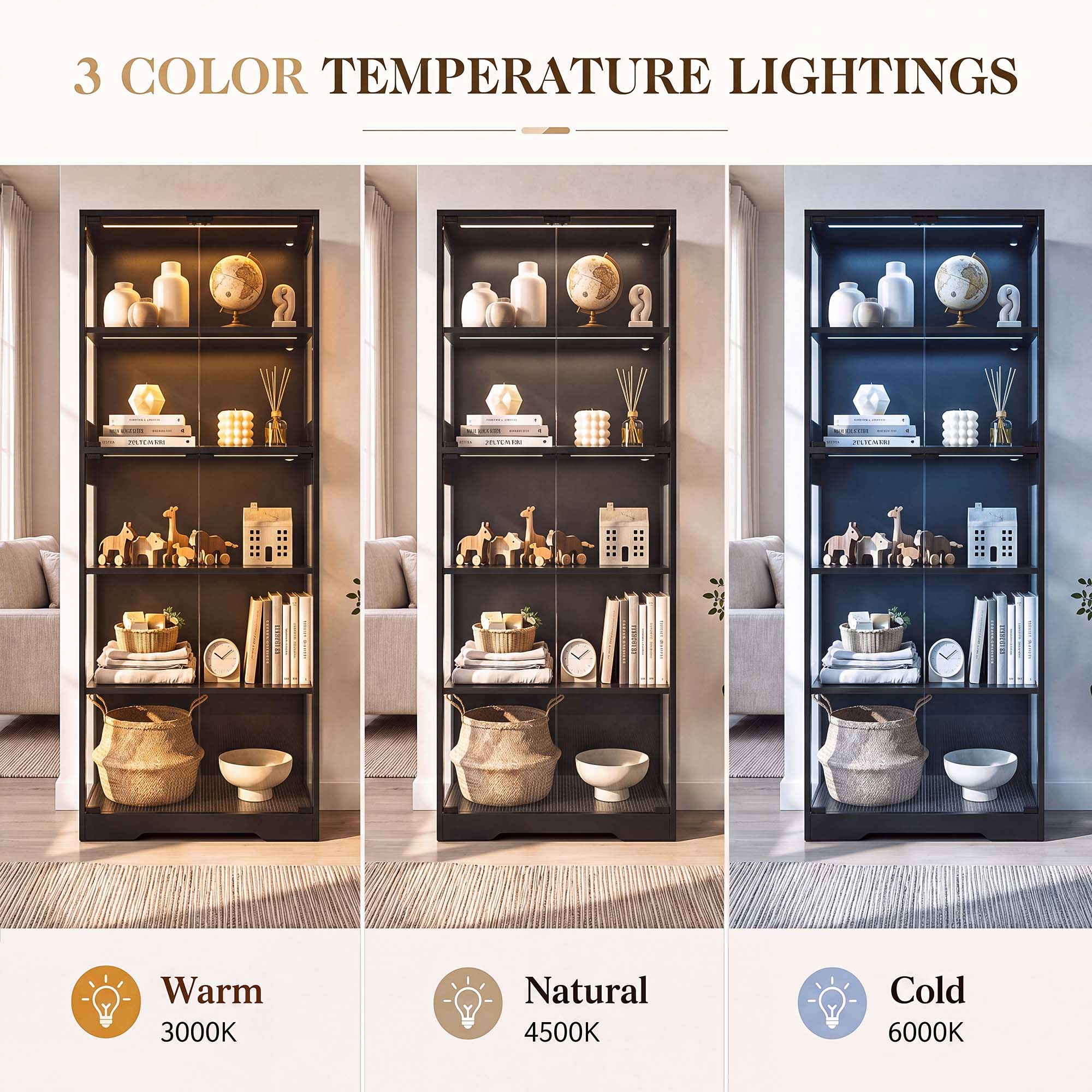 TCGBKAF 5‑Tier Display Cabinet - Lighting Decoration For Home review and price