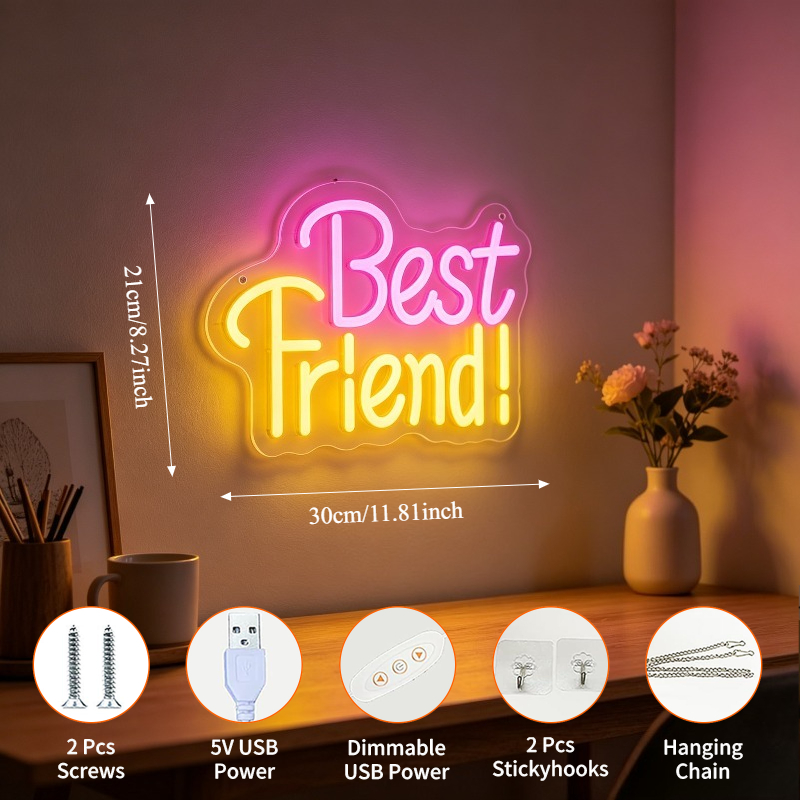 Best Friend Neon Light Sign Di - Bedroom Lighting Decor Ideas review and price