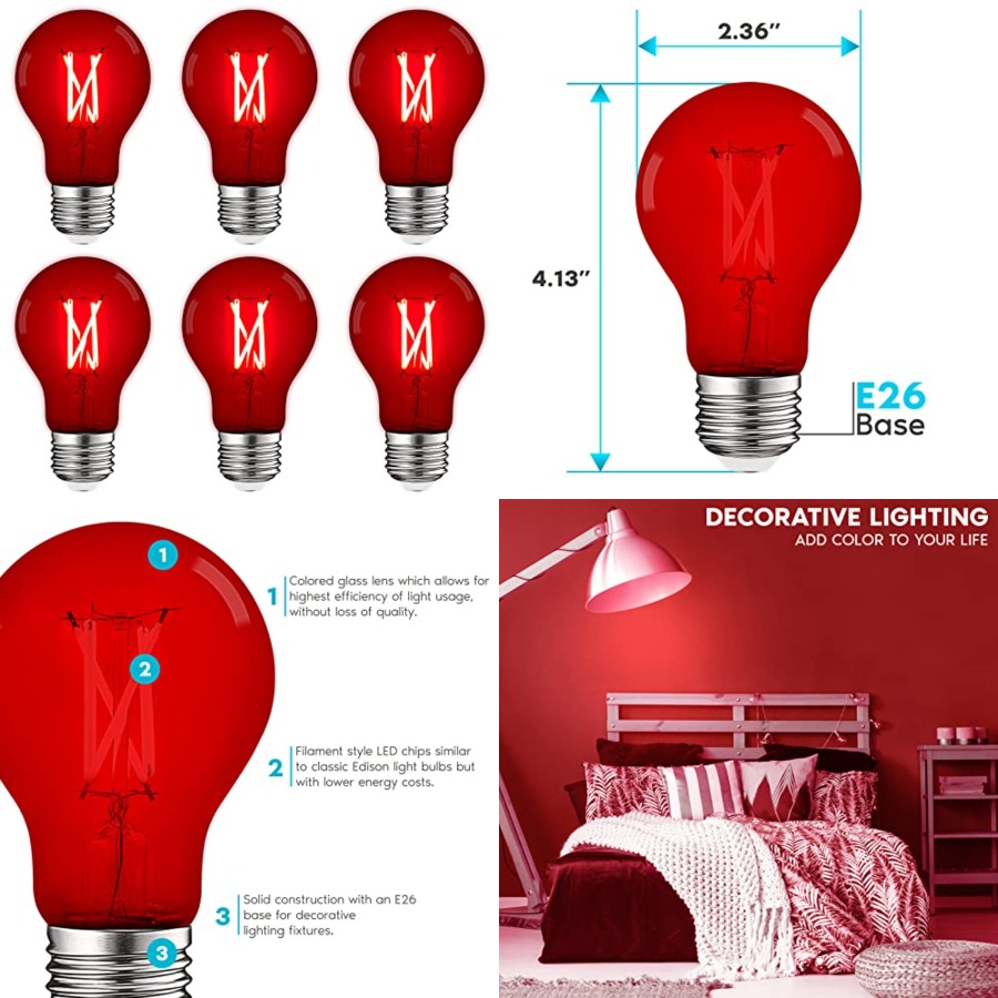 A19 Edison LED Light Bulbs, 4. - Lighting Decor Outdoor review and price