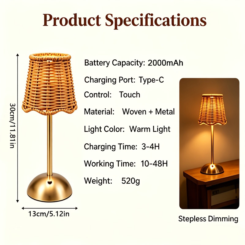 Bohemian Woven Rattan Art Tabl - Lighting Decoration For Home review and price