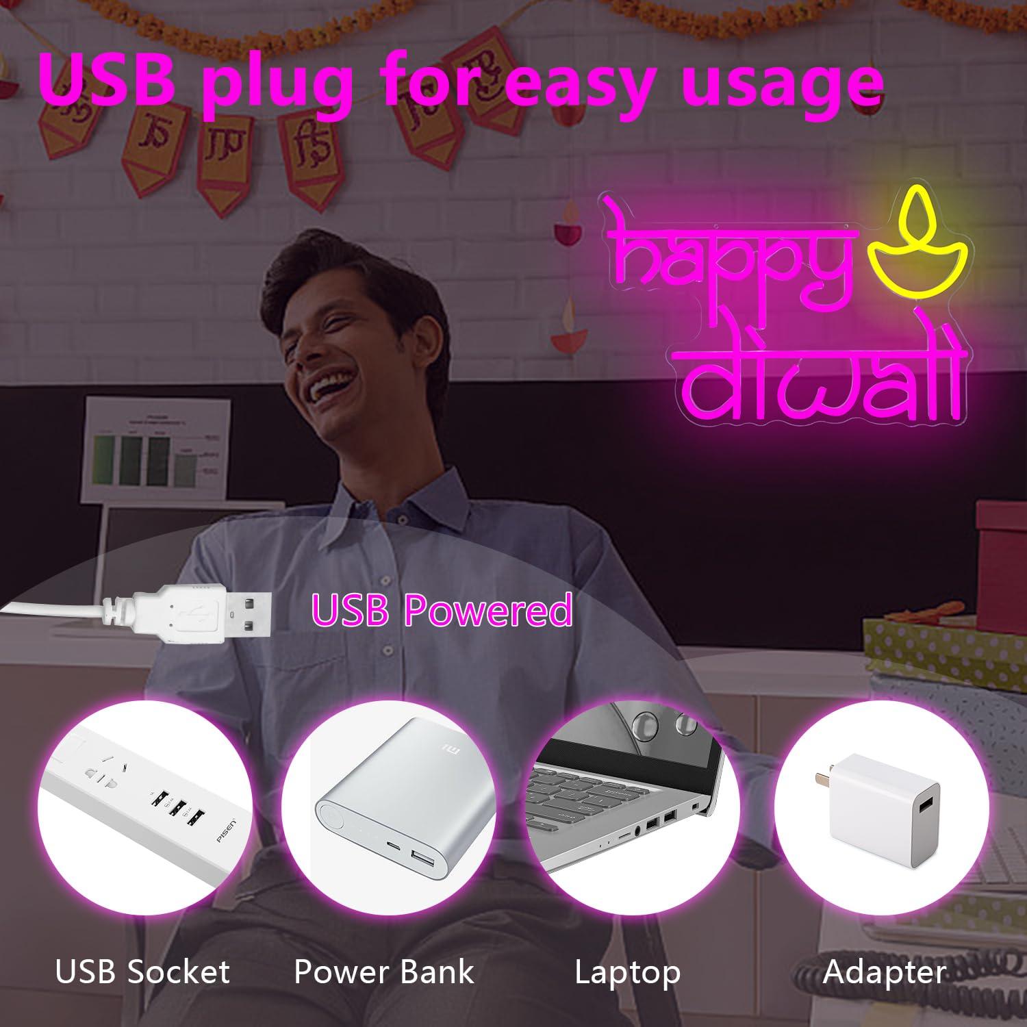Happy Diwali Neon Sign USB Pow - Lighting Decoration For Home review and price