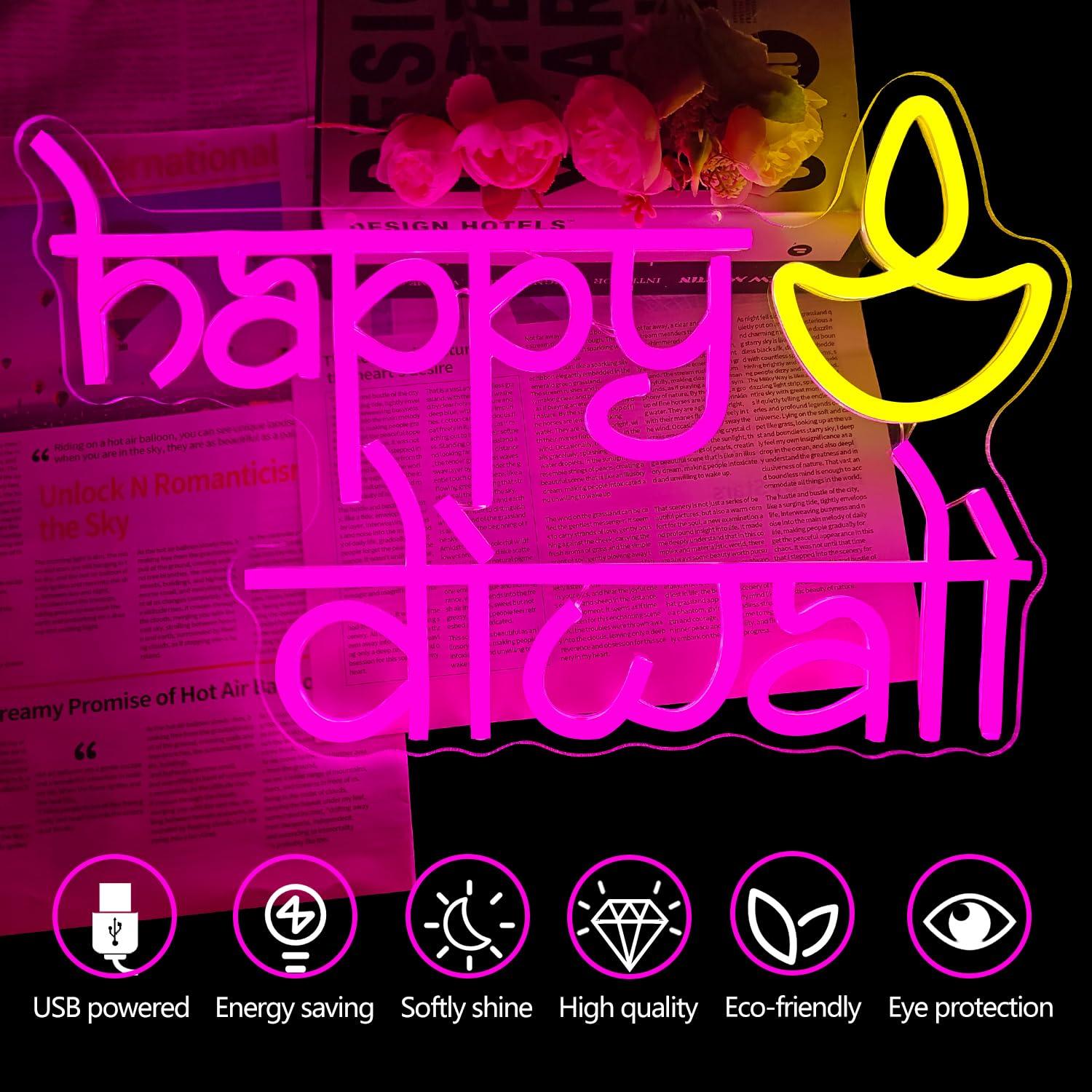 Happy Diwali Neon Sign USB Pow - Lighting Decoration For Home review and price
