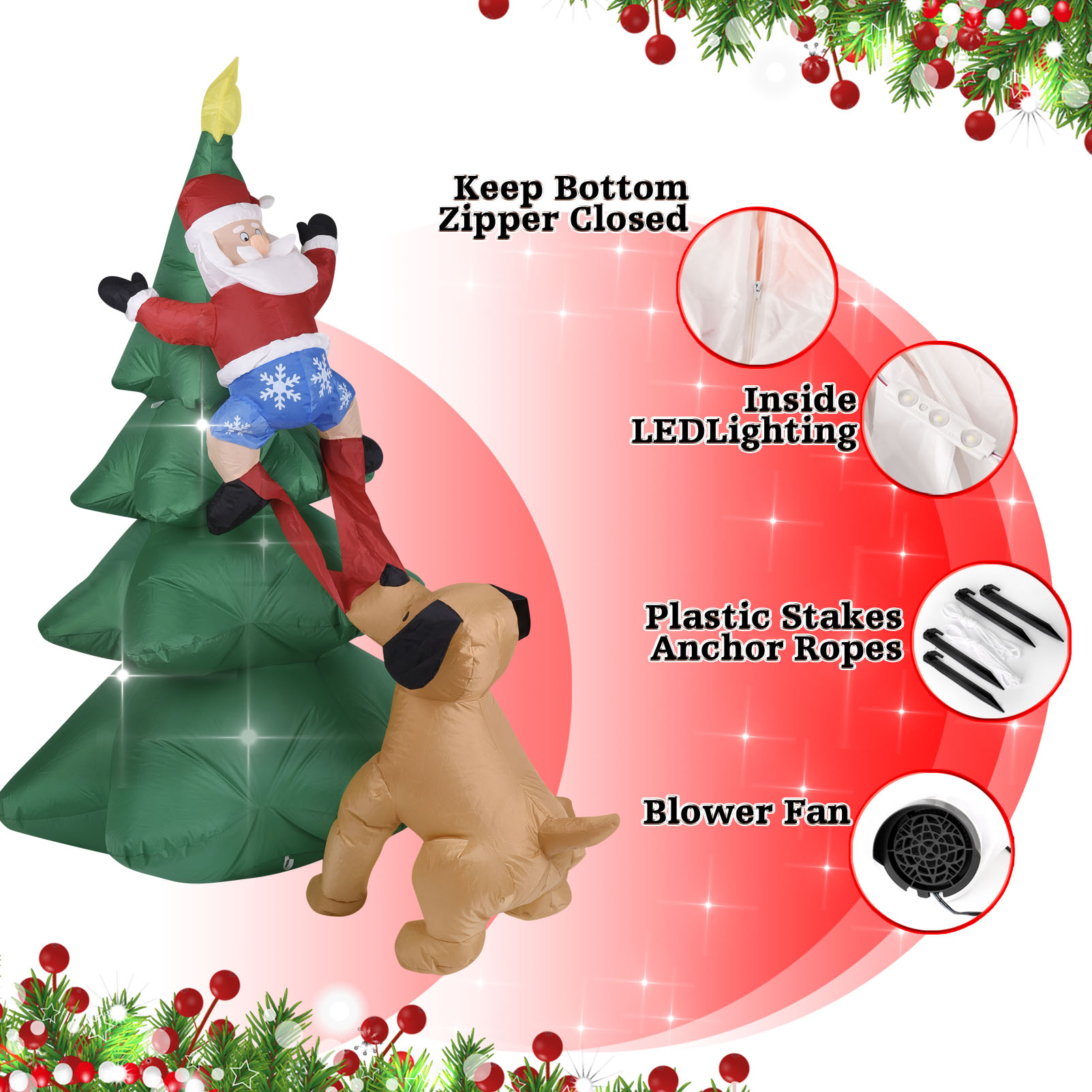 Christmas Inflatable Dog  w/Sa - Lighting Tree Decor review and price