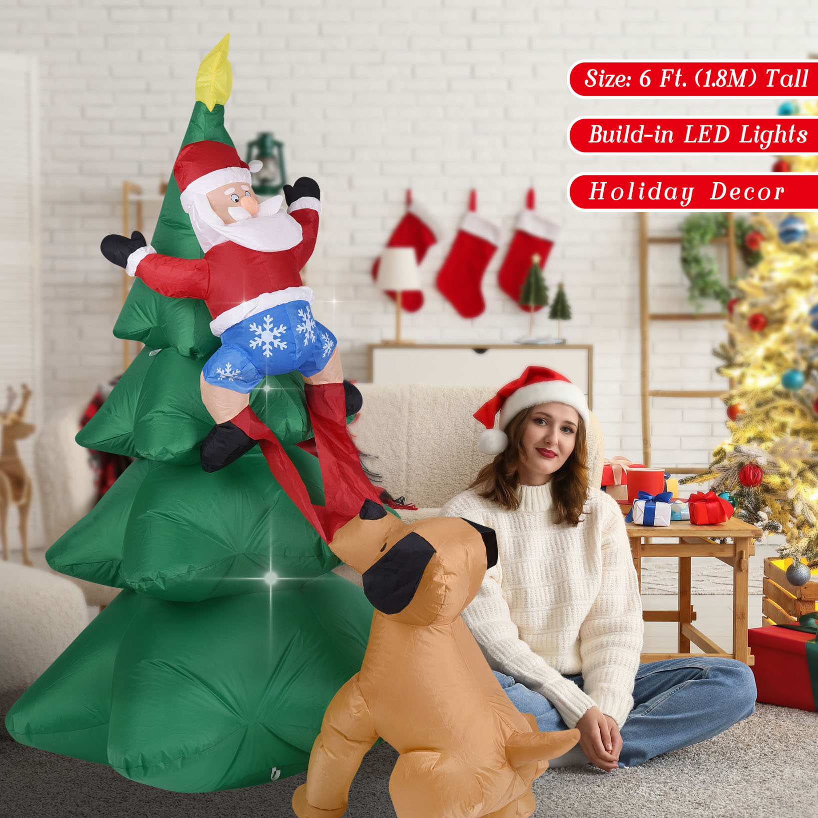 Christmas Inflatable Dog  w/Sa - Lighting Tree Decor review and price