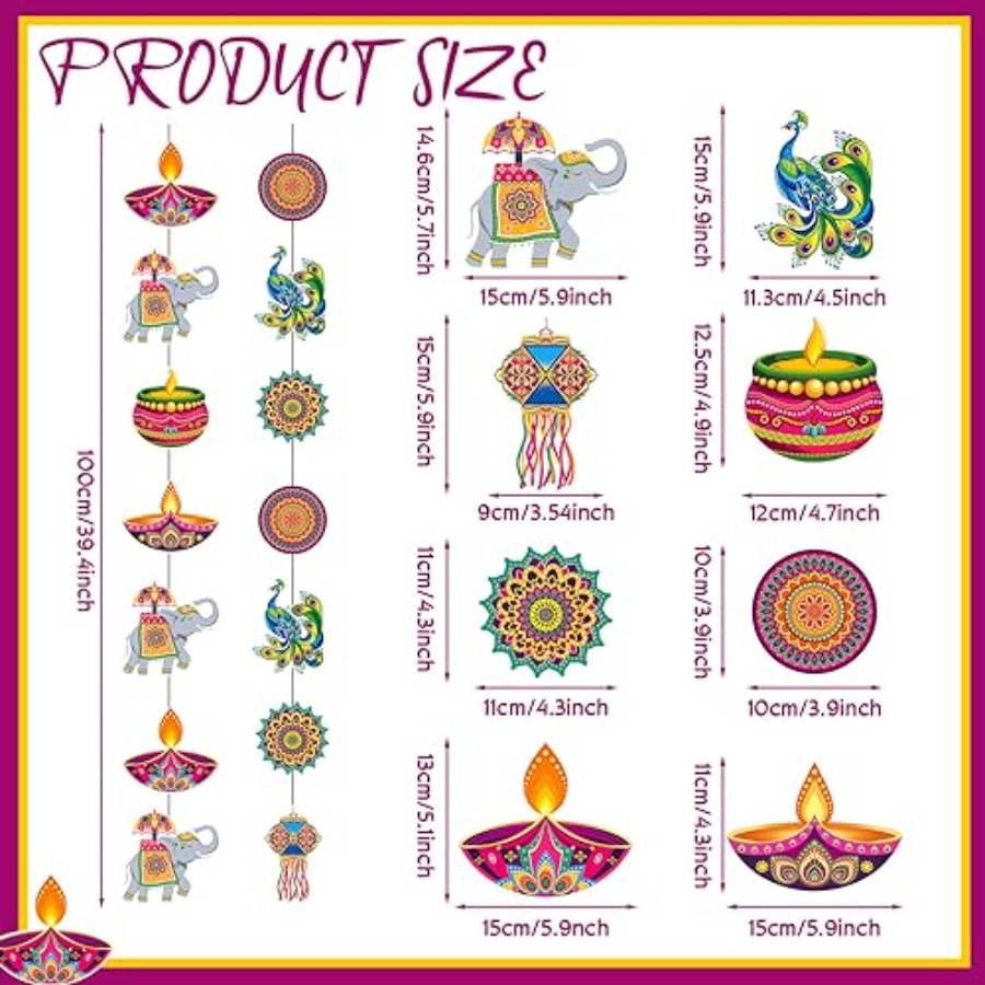 8 Pcs Happy Diwali Hanging Dec - Lighting Decoration For Diwali review and price