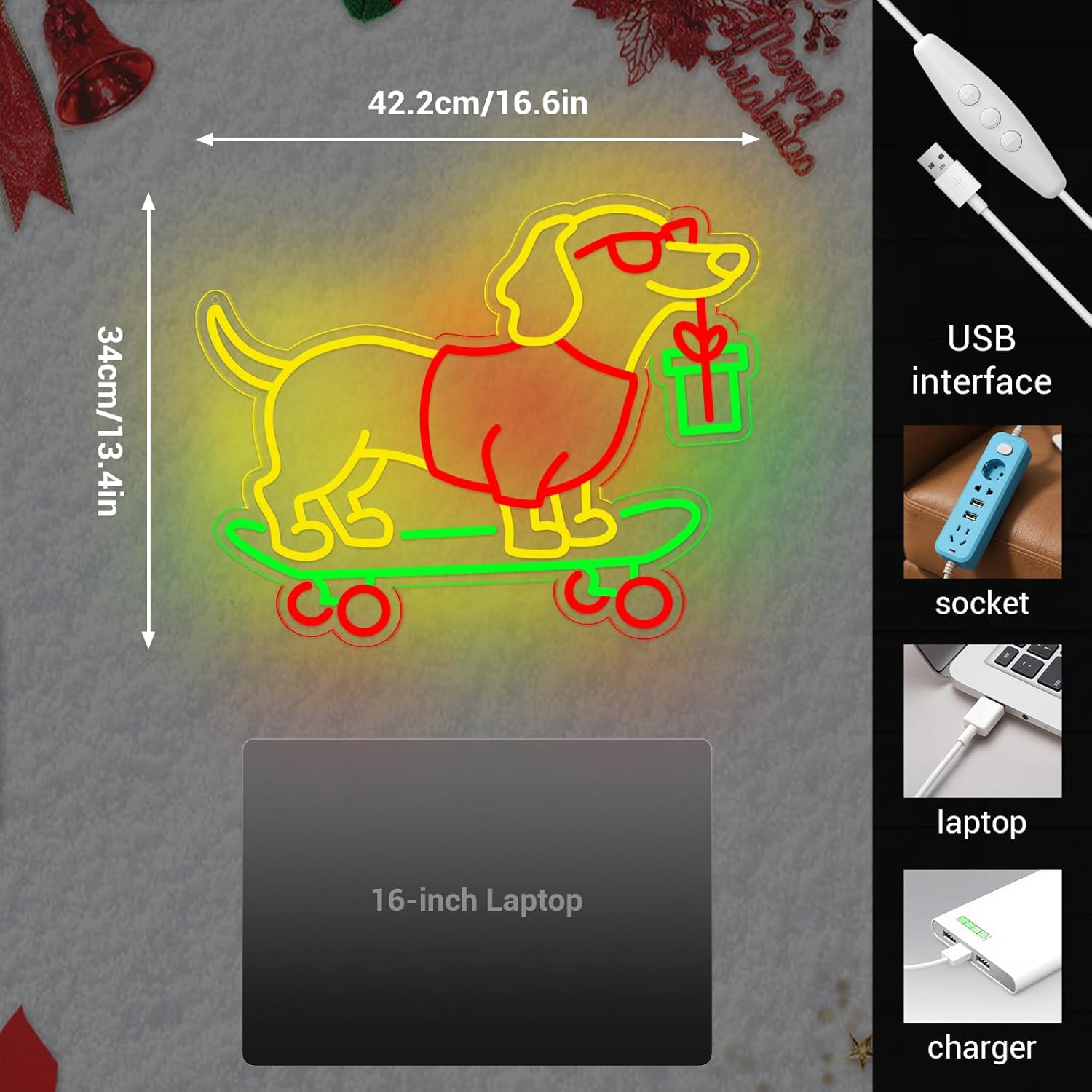 USB Dimmable Dachshund Neon Si - Bedroom Lighting Decor Ideas review and price