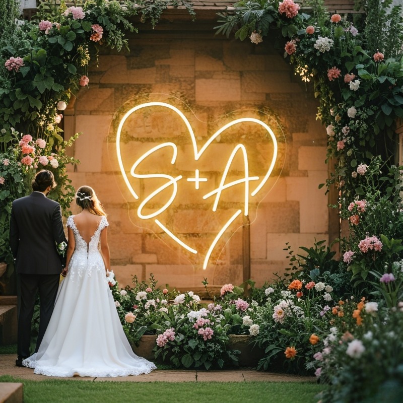Custom Initials Heart LED Neon - Lighting Decoration Ideas review and price