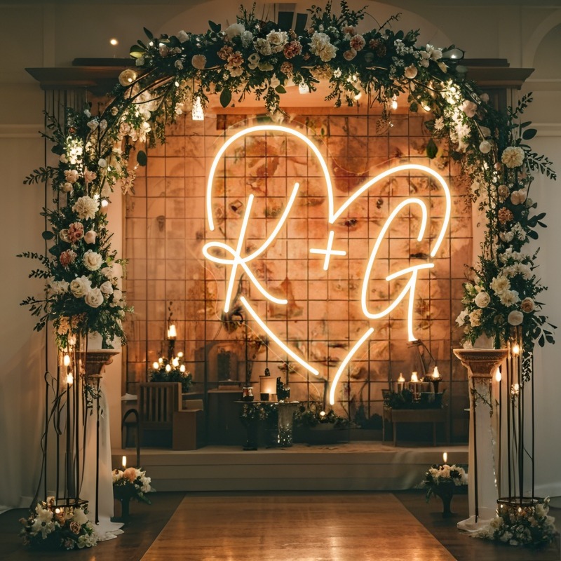 Custom Initials Heart LED Neon - Lighting Decoration Ideas review and price