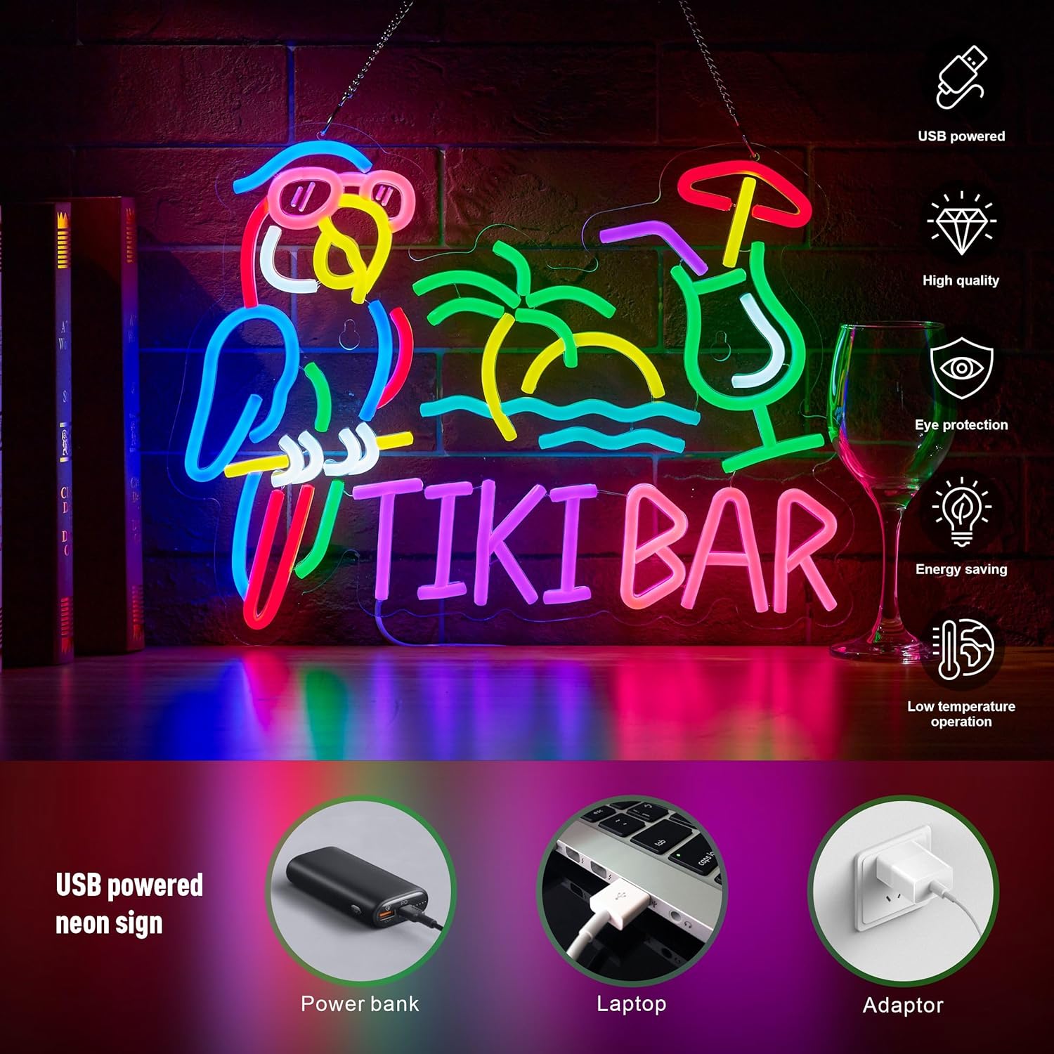 Tiki Bar Parrot Palm Tree Neon - Lighting Tree Decor review and price