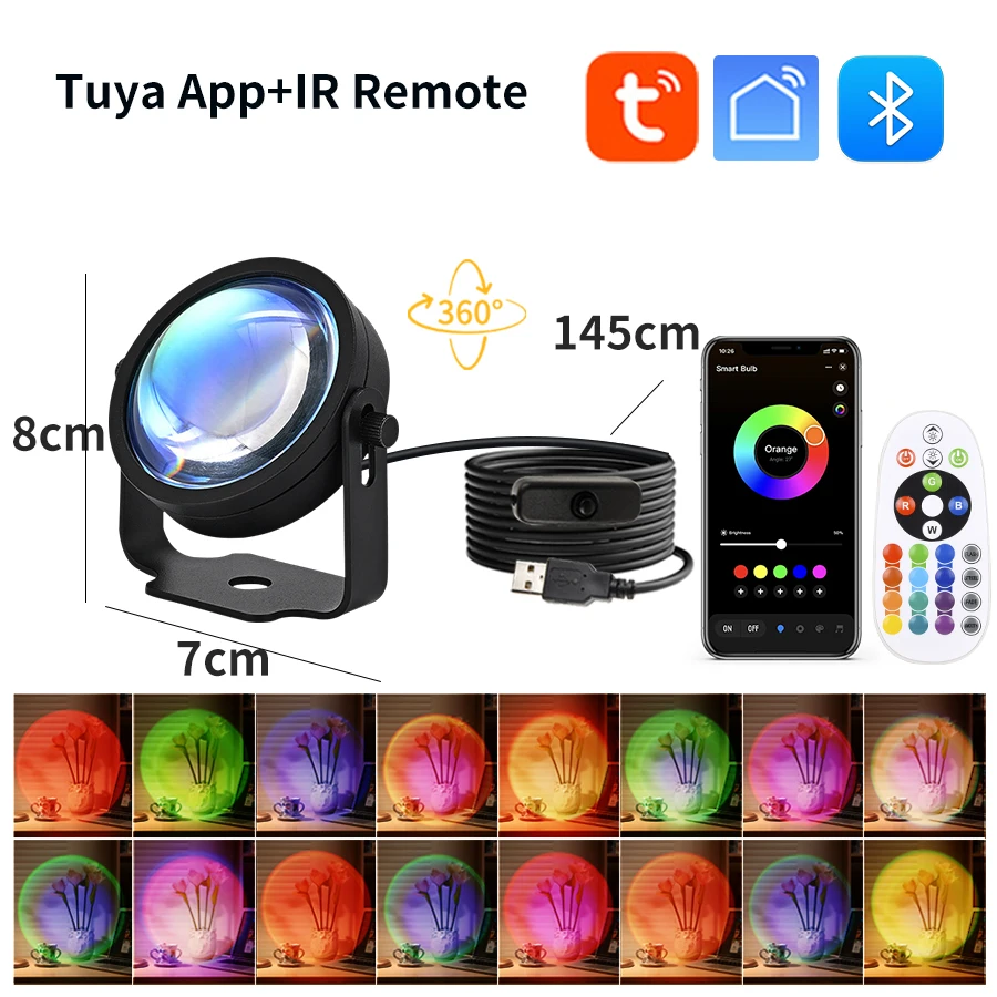Smart Sunset Lamp Tuya USB Sun - Sunset Lamp Projection review and price