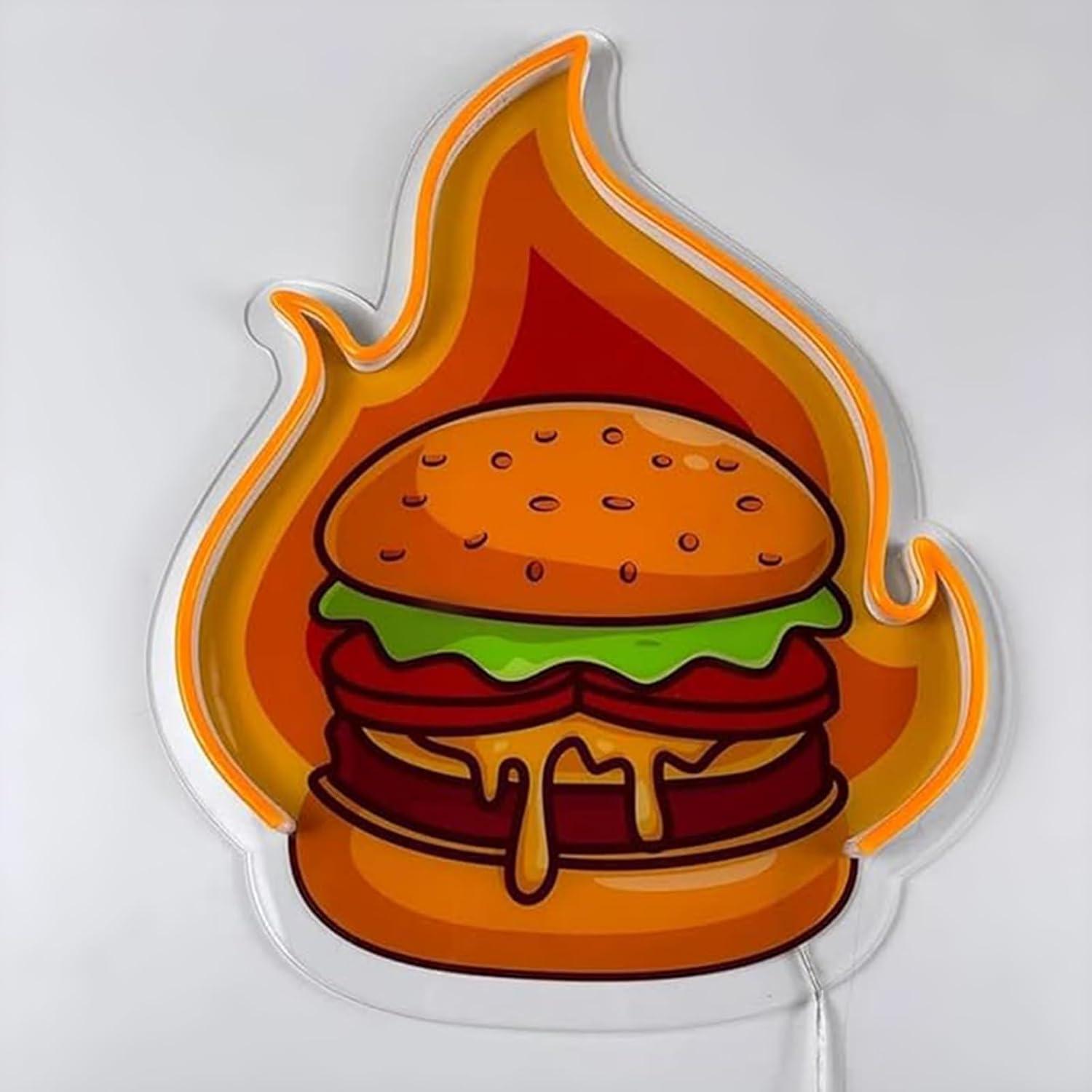 Burger Neon Sign LED Hamburger - Lighting Decoration Ideas review and price