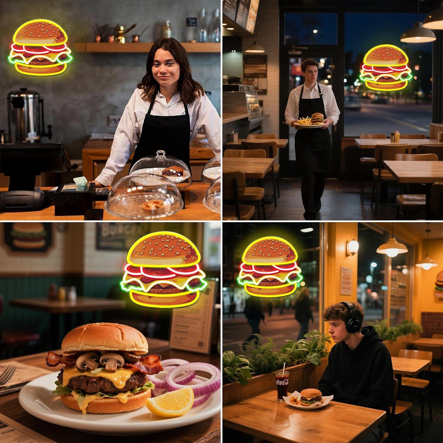 Burger Neon Sign LED Hamburger - Lighting Decoration Ideas review and price