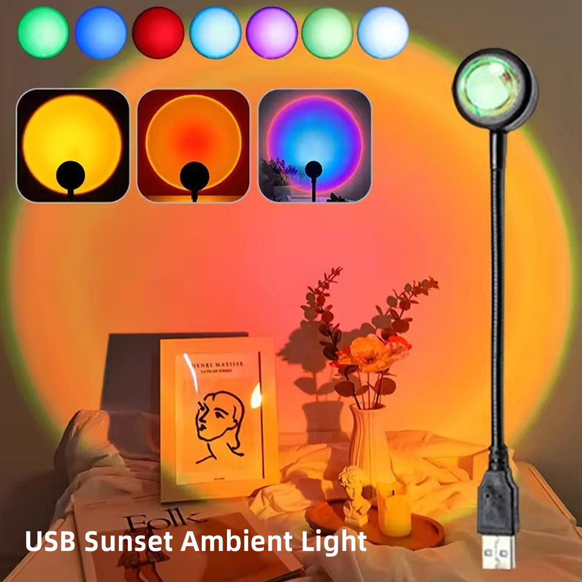LED Rainbow Sunset Projection  - Sunset Lamp Projection review and price
