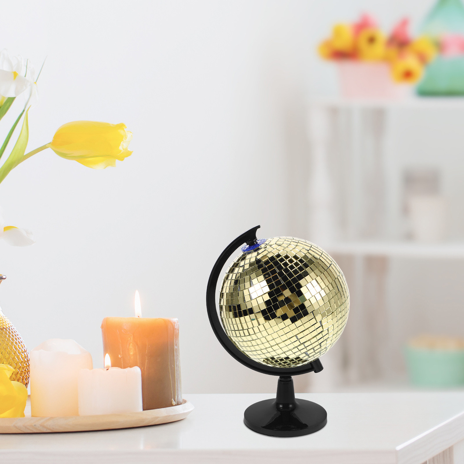 Golden Rotating Disco Globe Re - Disco Ball Mirror review and price